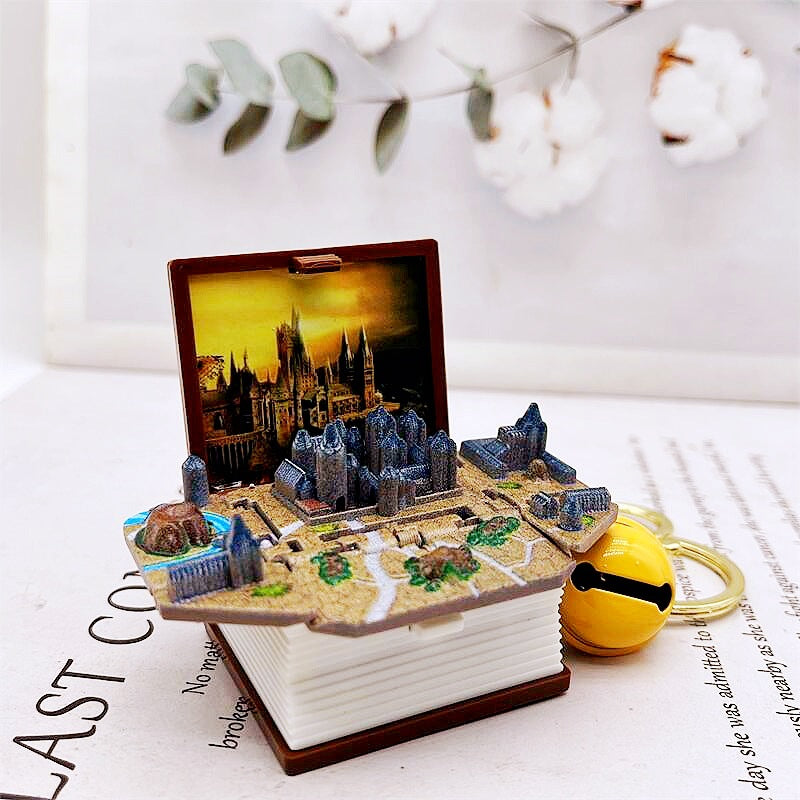 Wholesale 3D Stereo Explosive Book Magic World Magic Book Plastic Keychains